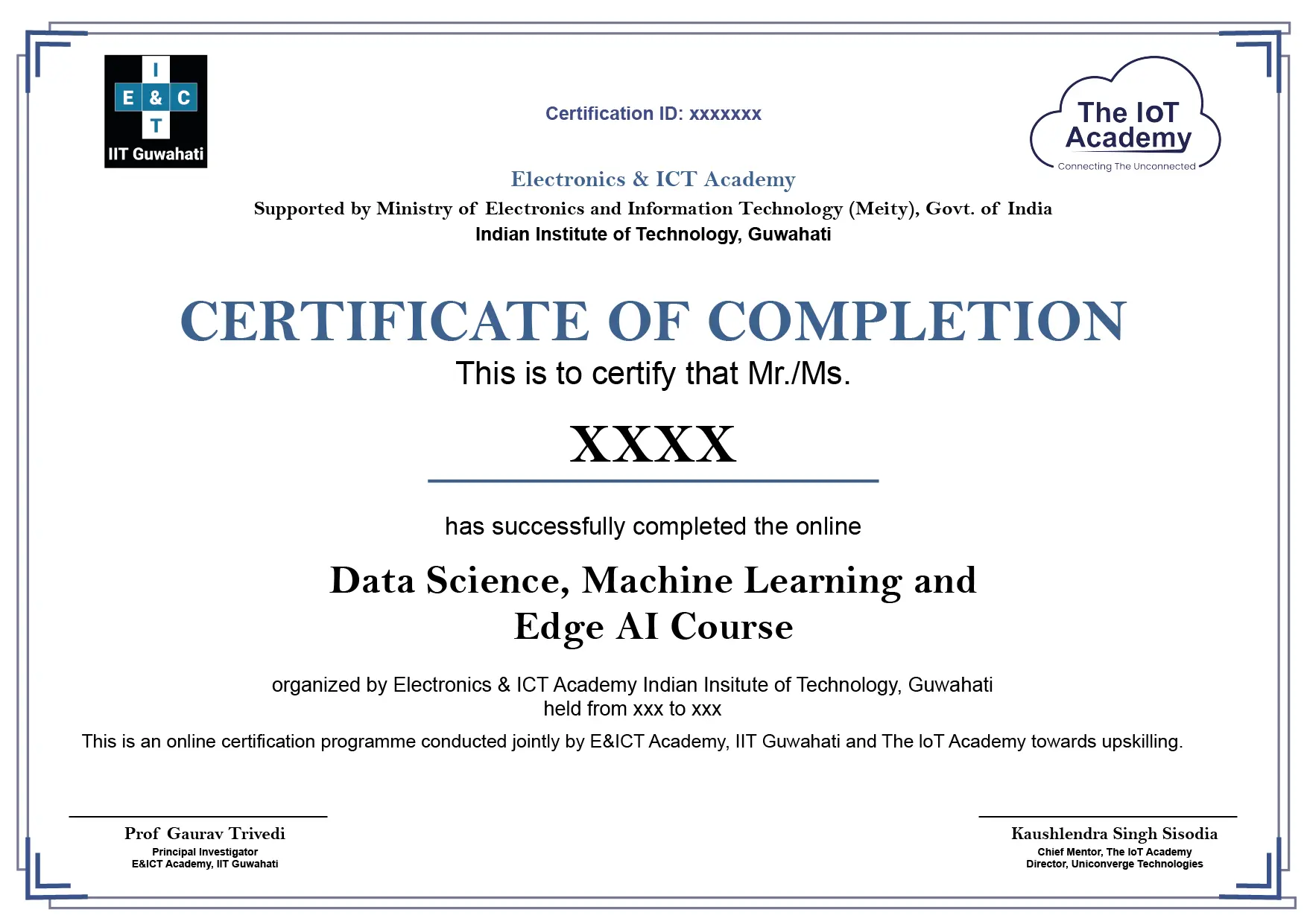 data science, machine learning and edge ai certificate