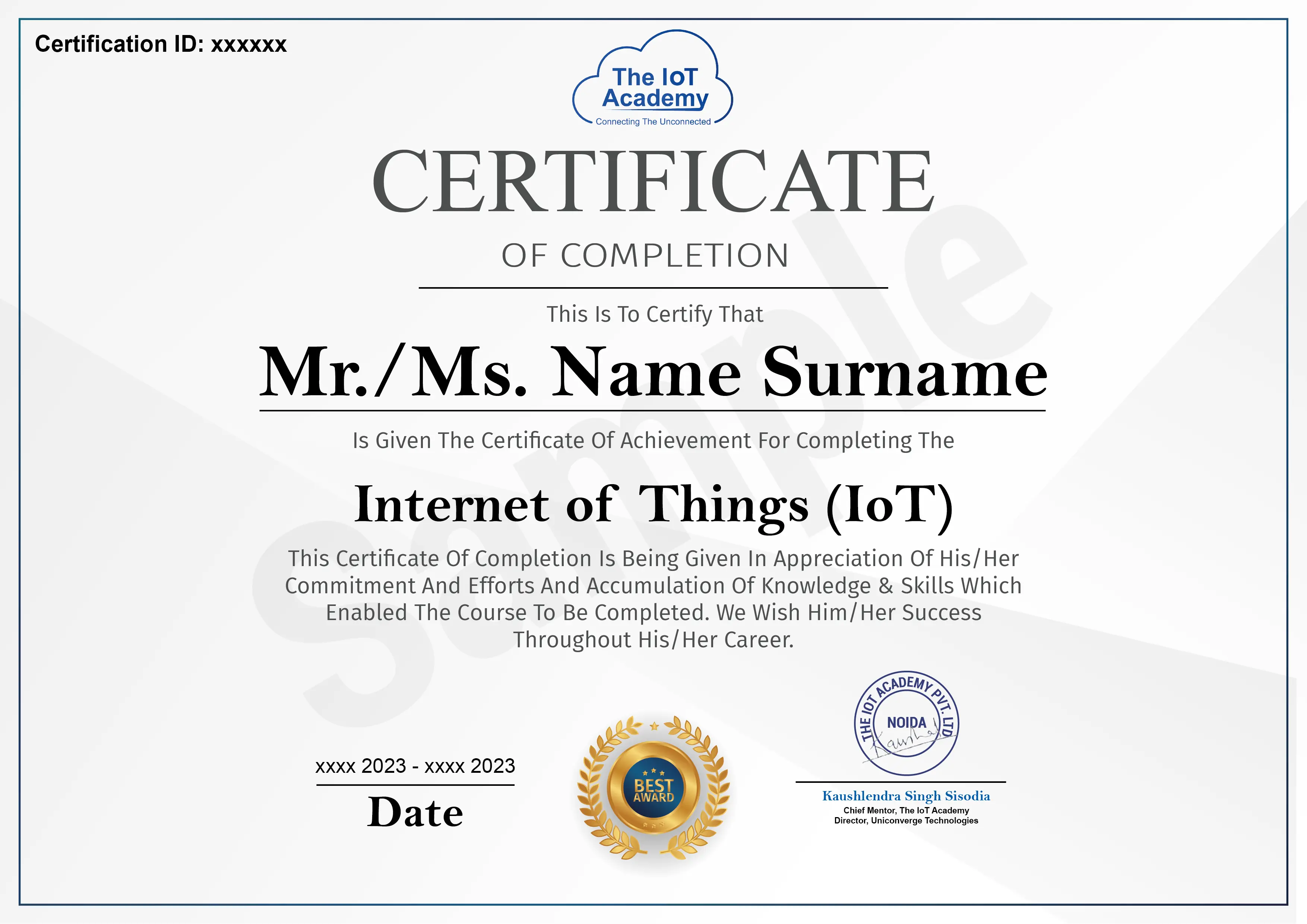 IoT Training Certificate