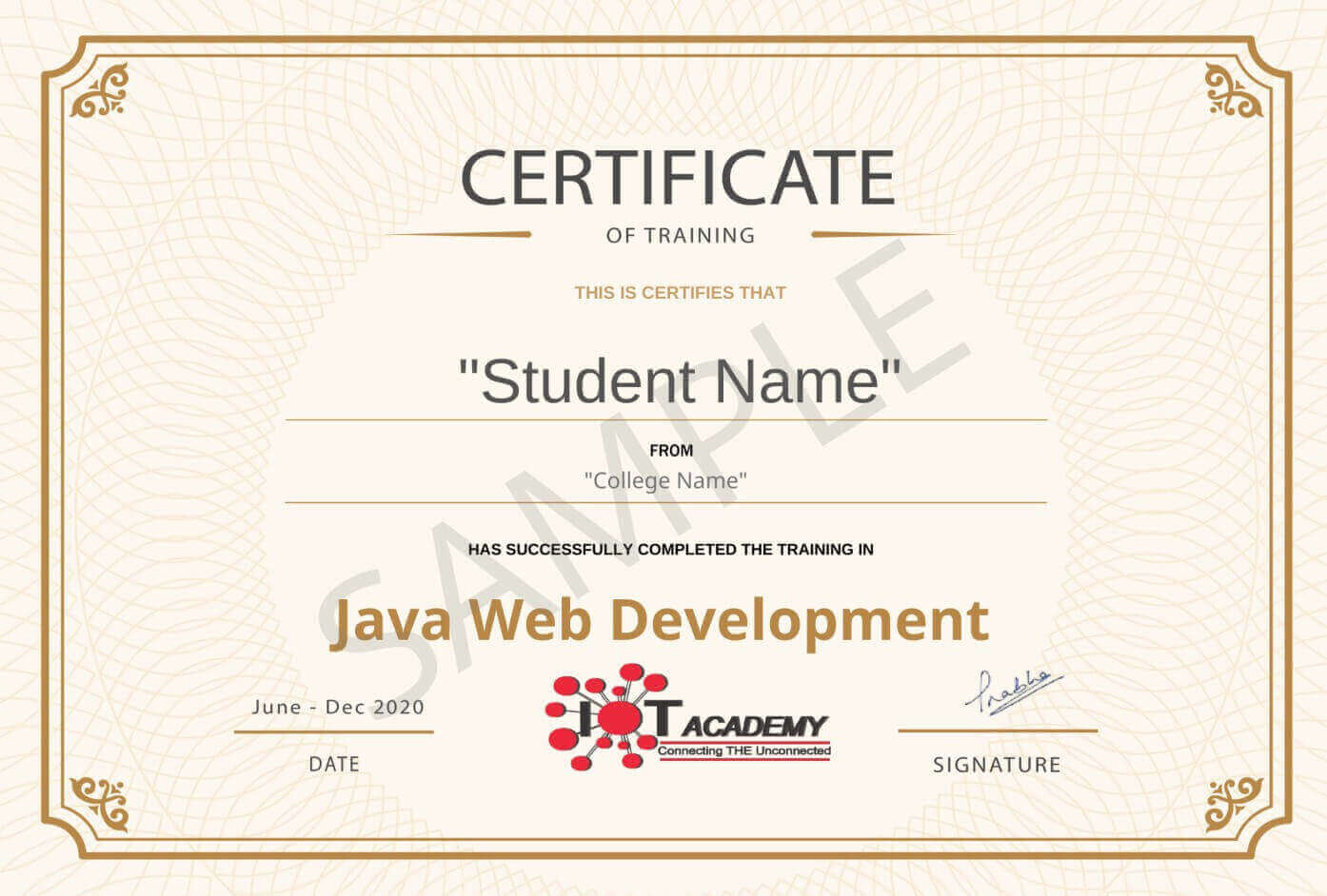 java web development certificate